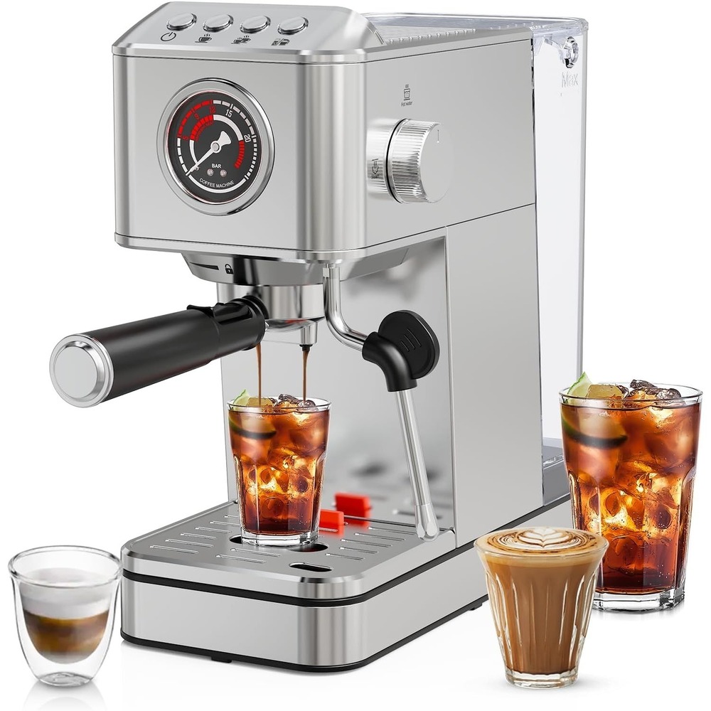 Espresso Machine 20 Bar with Steam Milk Frother, Stainless Steel Coffee Marker